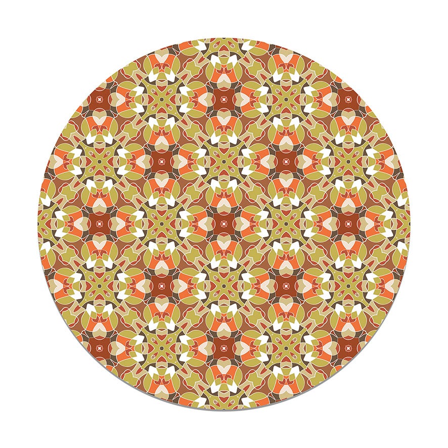 Panorama alfombra vinílica redonda baldosa modelo oriental naranja 150x150 cm - alfombra cocina vinilo - alfombra salón antideslizante