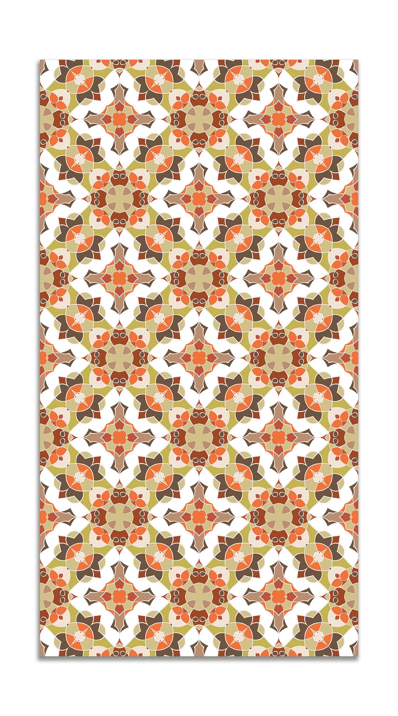 Panorama alfombra vinílica baldosín estilo oriental naranja 100x140 cm - alfombra cocina vinilo - alfombra salón antideslizante
