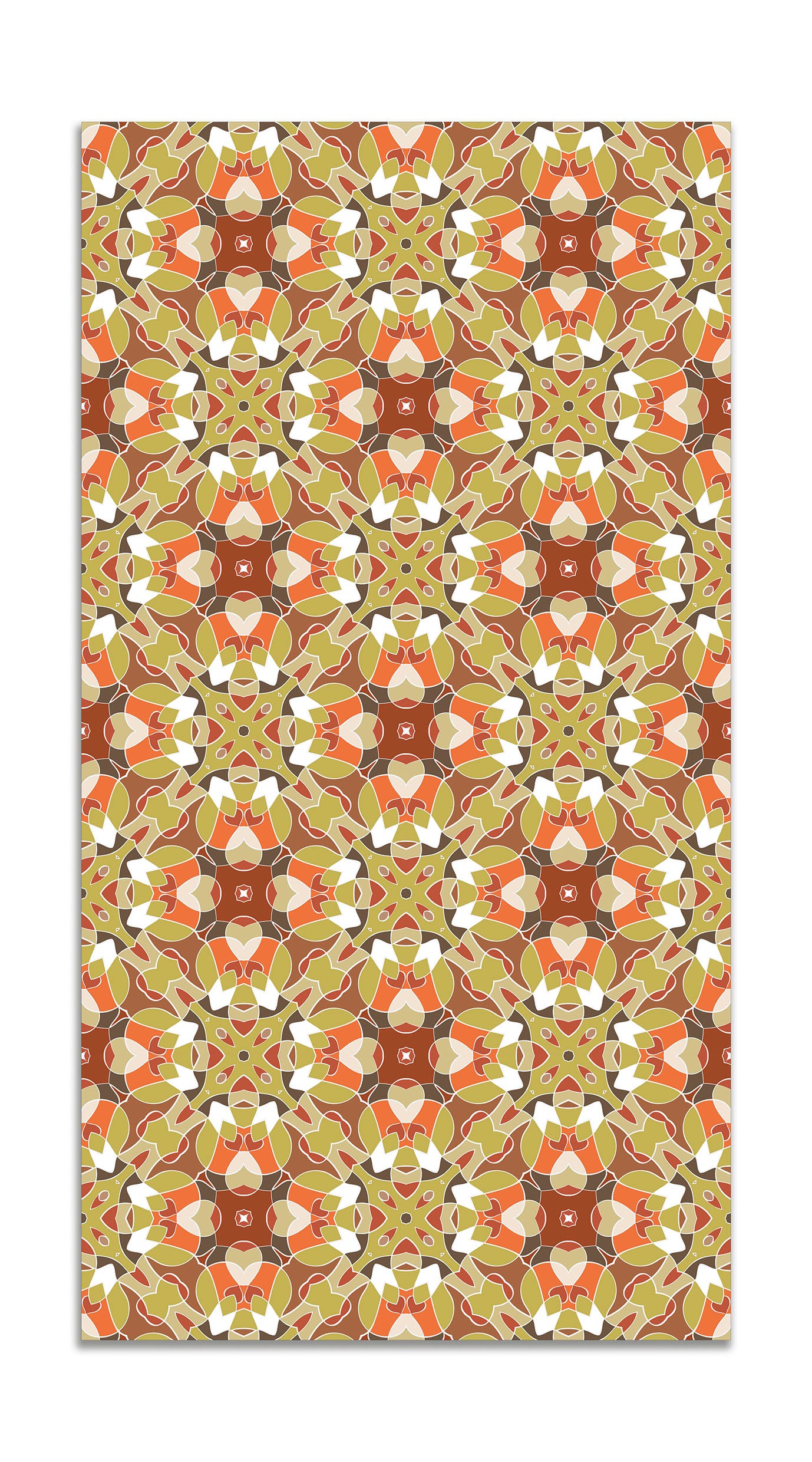 Panorama alfombra vinílica baldosa modelo oriental naranja 80x300 cm - alfombra cocina vinilo - alfombra salón antideslizante