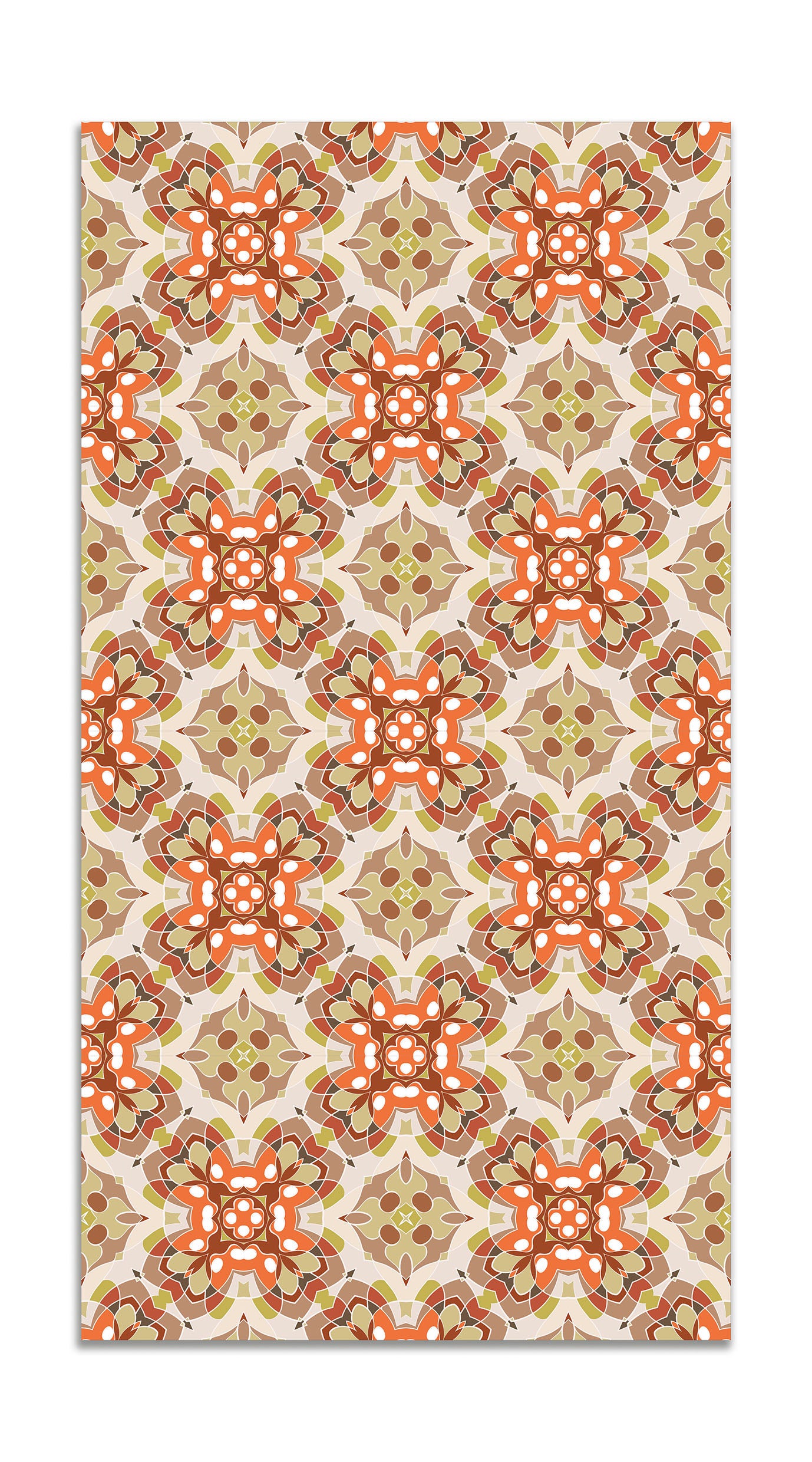 Panorama alfombra vinílica azulejo oriental naranja 200x200 cm - alfombra cocina vinilo - alfombra salón antideslizante