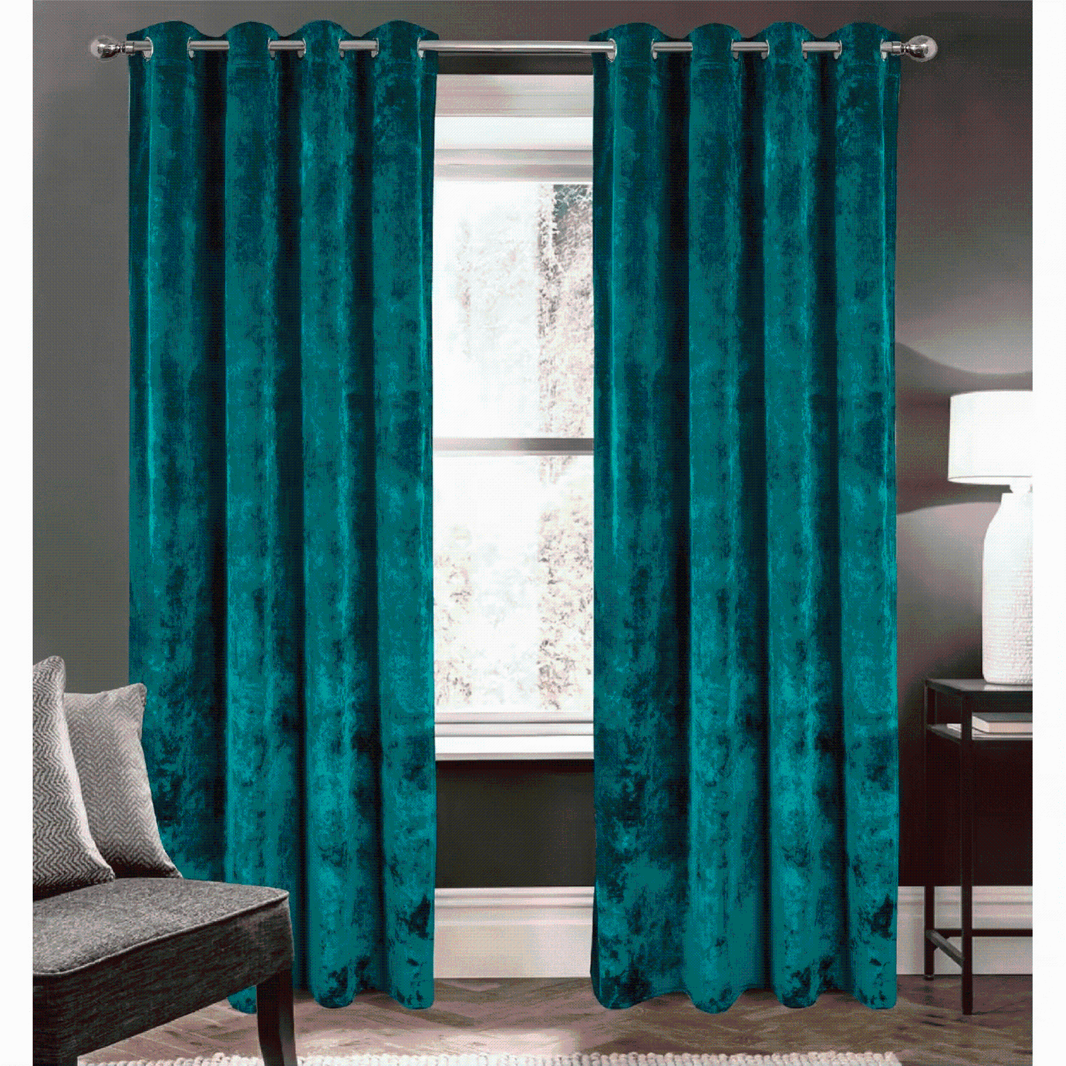 Cortinas de terciopelo opaca 100% poliéster, medida 140x260cm, cortina gruesa y suave, diseño moderno, ojales de metal, verde (2 piezas)