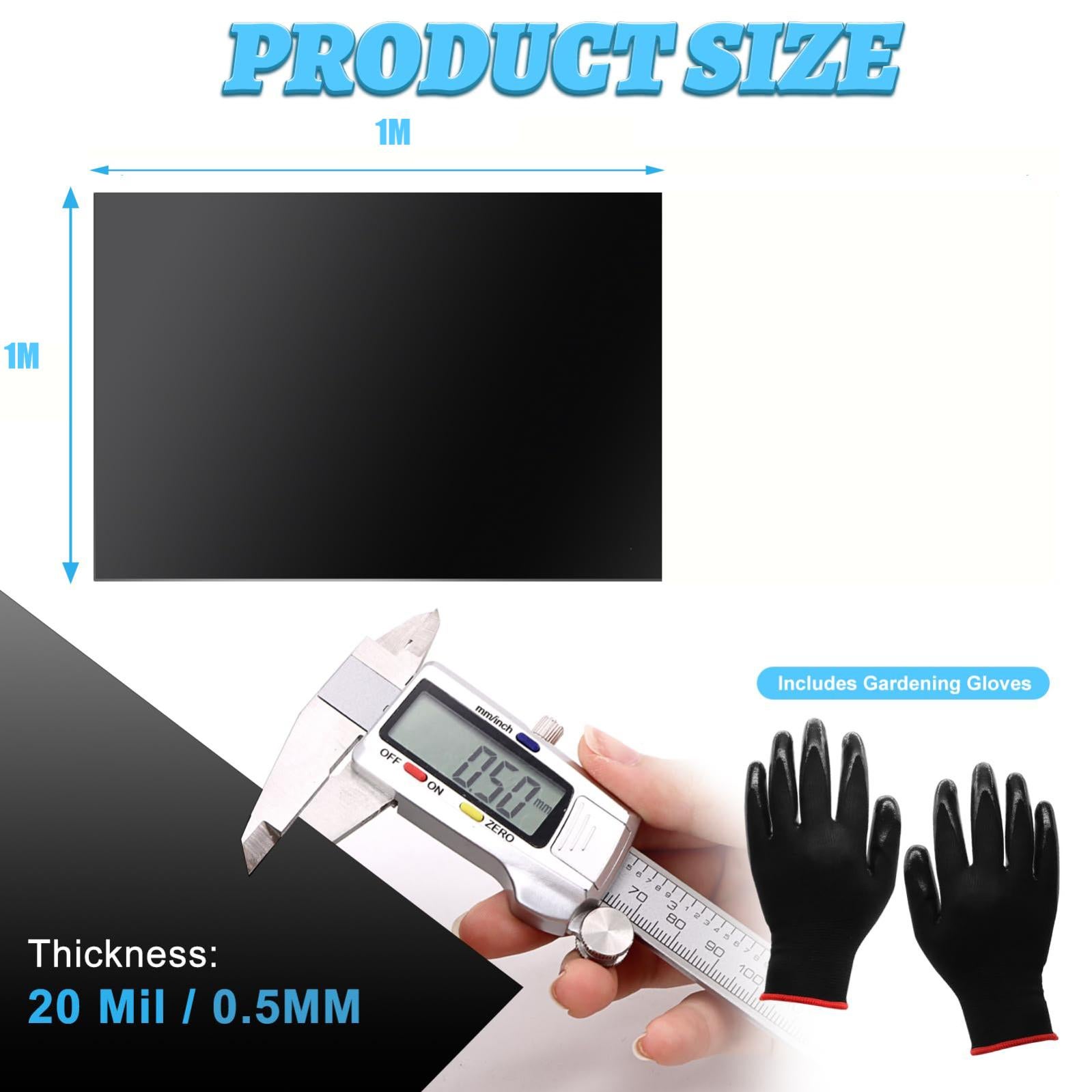 Fodere per laghetto in HDPE, Fodera per laghetto per pesci da 20 Mil con eccellente flessibilità, Fodere per laghetto per laghetti all'aperto,1x1m - 2