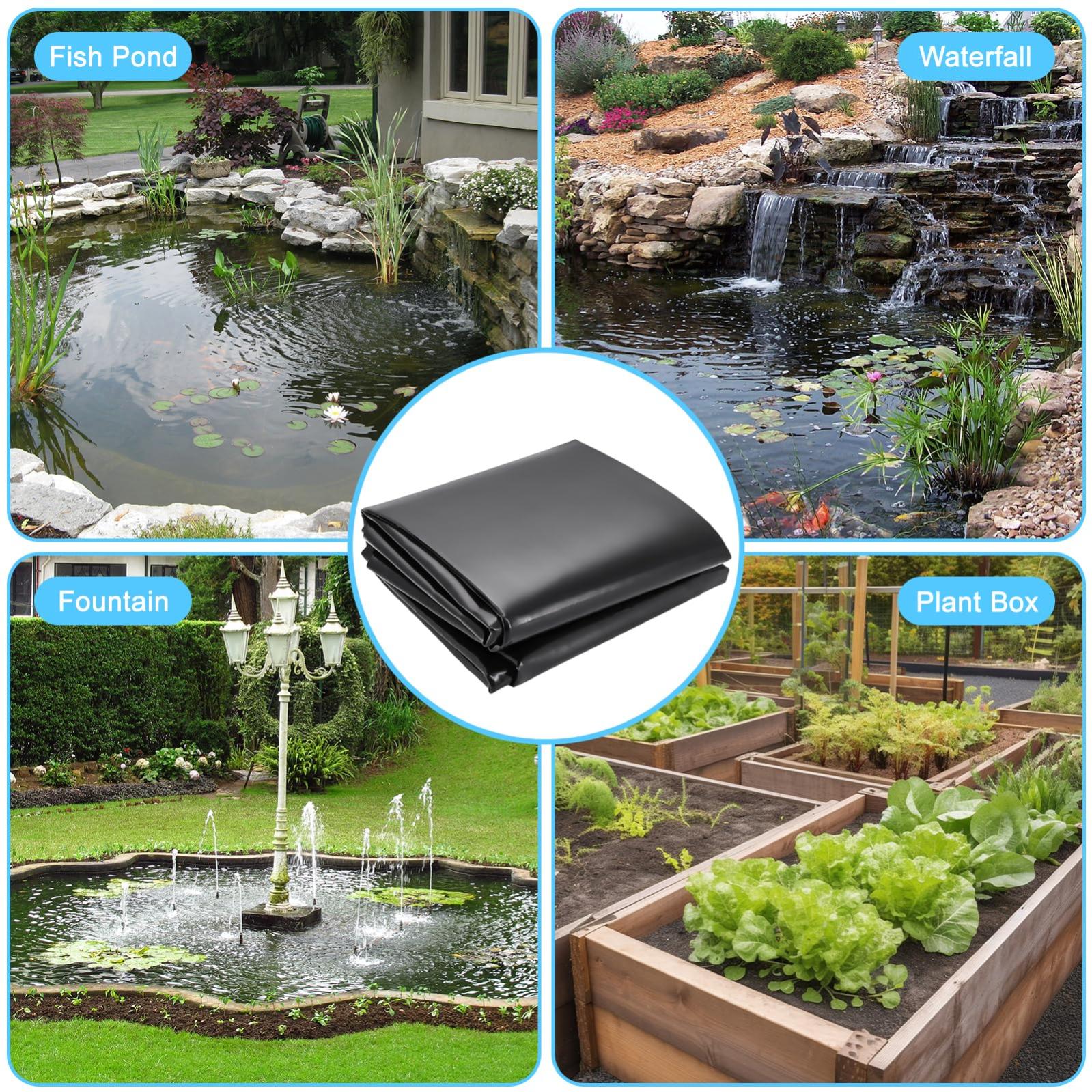 Fodere per laghetto in HDPE, Fodera per laghetto per pesci da 20 Mil con eccellente flessibilità, Fodere per laghetto per laghetti all'aperto,1x1m - 8