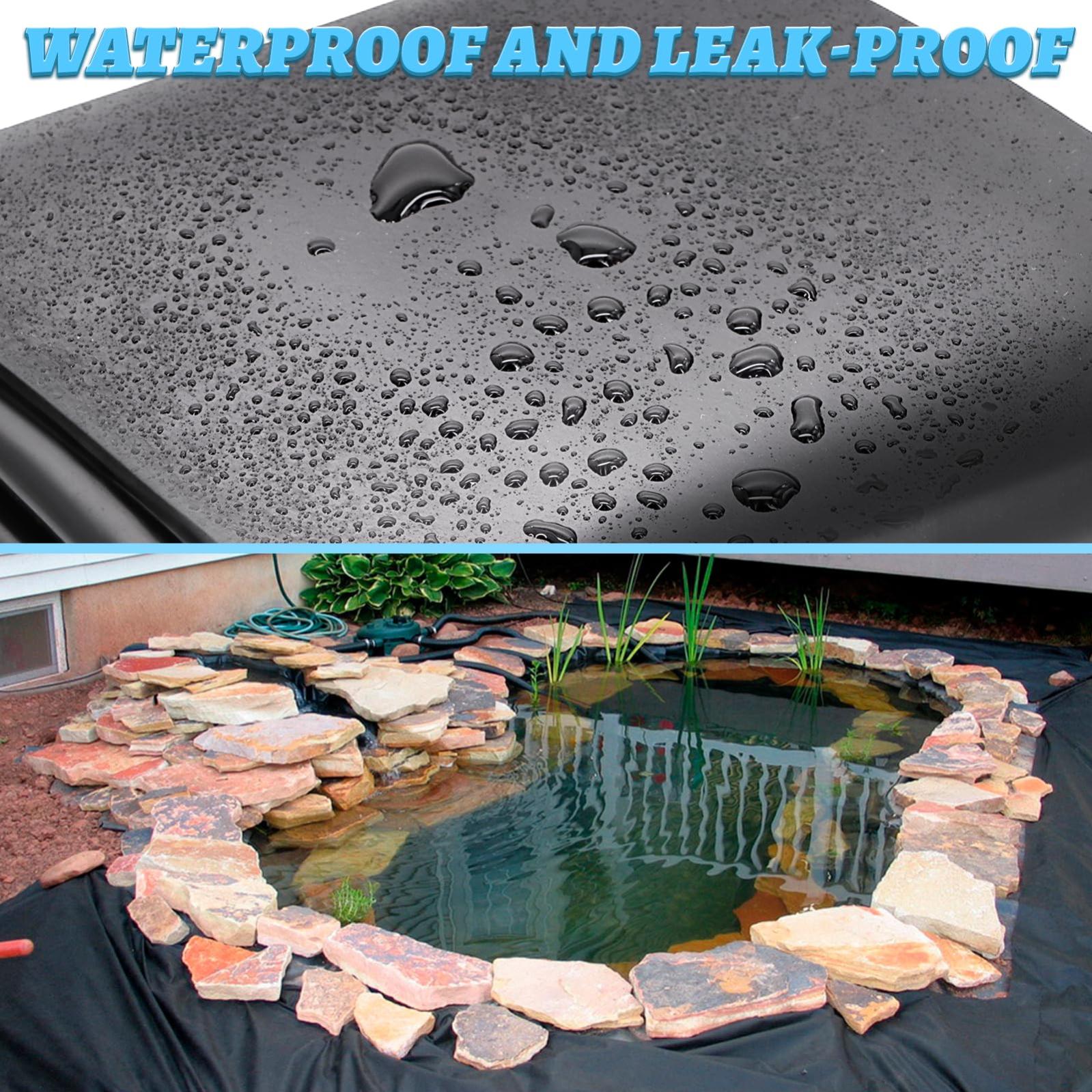 Fodere per laghetto in HDPE, Fodera per laghetto per pesci da 20 Mil con eccellente flessibilità, Fodere per laghetto per laghetti all'aperto,1x1m - 5