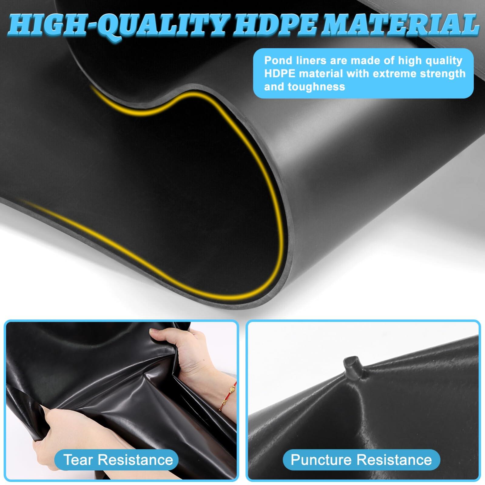 Revêtement de bassin de 2,1 x 3 m, revêtement de bassin en PEHD de 20 mil pour bassins extérieurs, revêtement imperméable résistant aux perforations - 3