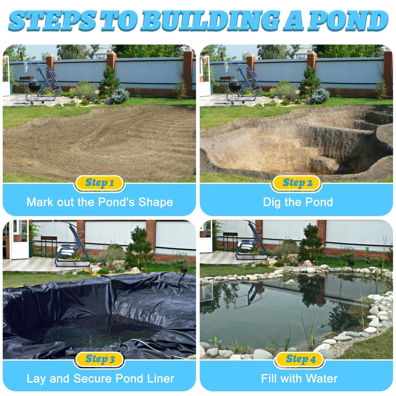 Revêtement de bassin de 2,1 x 3 m, revêtement de bassin en PEHD de 20 mil pour bassins extérieurs, revêtement imperméable résistant aux perforations - 6