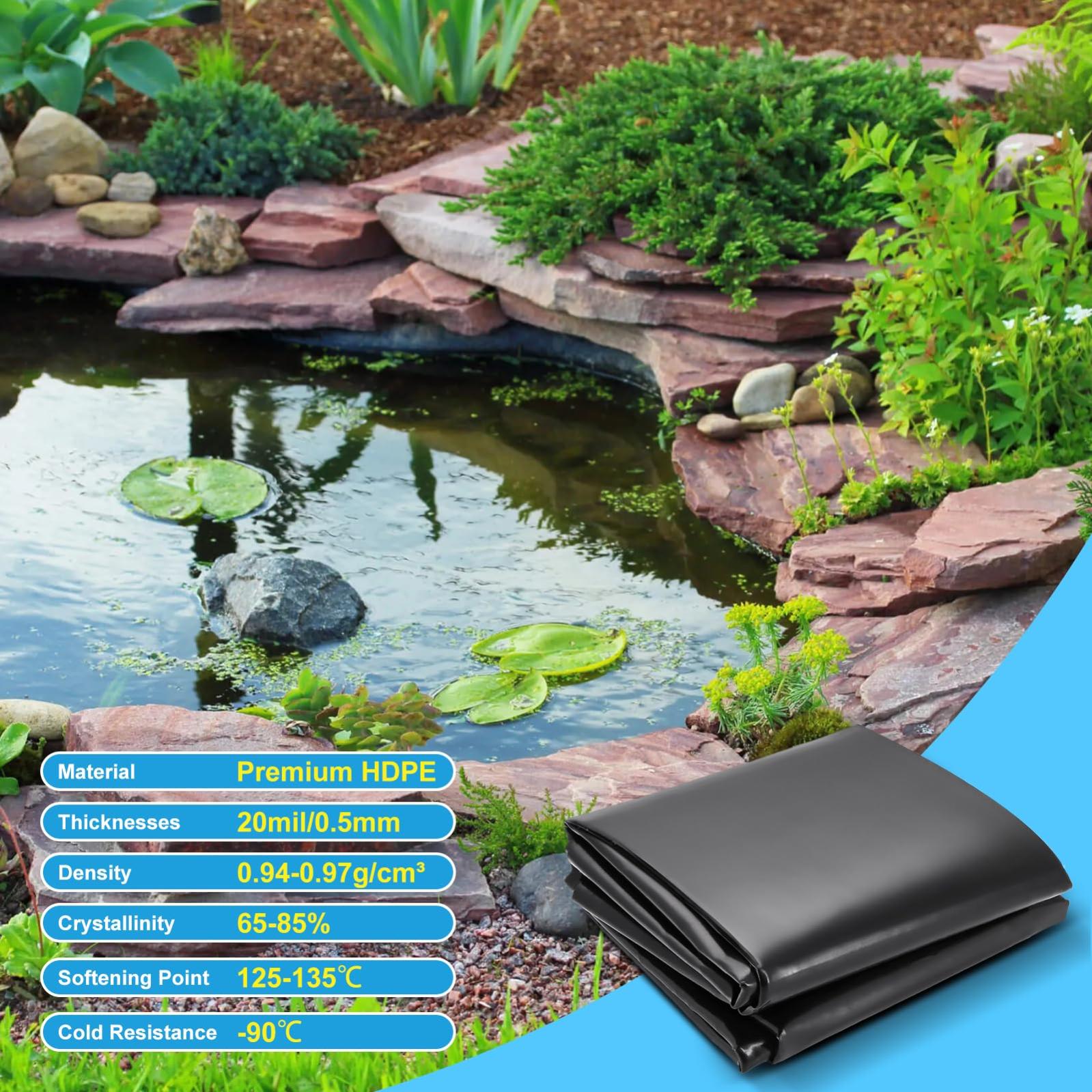 Revêtement de bassin de 2,1 x 3 m, revêtement de bassin en PEHD de 20 mil pour bassins extérieurs, revêtement imperméable résistant aux perforations - 7