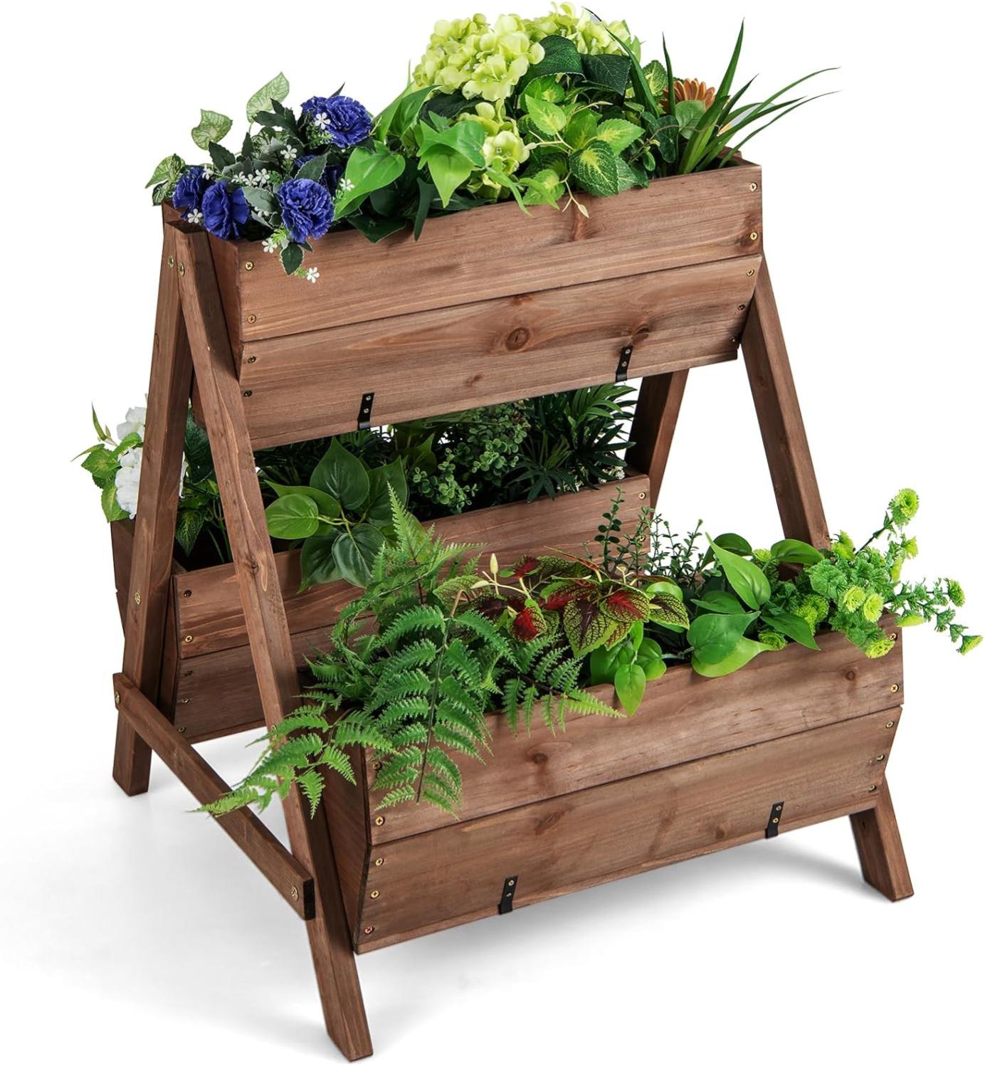 Jardinière Verticale Kadax - 4 Pots Empilables Blancs - Pour Herbes Aromatiques Et Petites Plantes