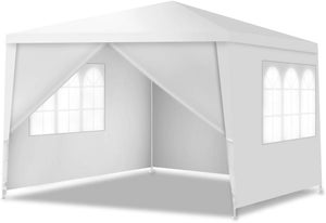 Tonnelle 3x3 M Pliante avec 4 Bâche Latérales Amovibles et 2 Fenêtres Décoratives, Gazebo de Jardin Rapide à Installer, Pavillon Pliable