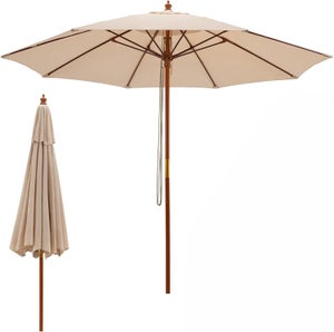 Parasol de Jardin Extérieur Pliable 3 Positions Ajustablesφ283 cm, Parasol Résistant aux Intempéries avec 8 Baleines en Fibre de Verre