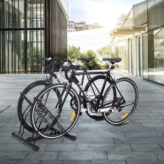 Ratelier Velo Ratelier 2 Velos Systeme Range velo Support pour Velos Stable et Durable Fixation au Sol 60 X 53 X 56CM Noir Leroy Merlin