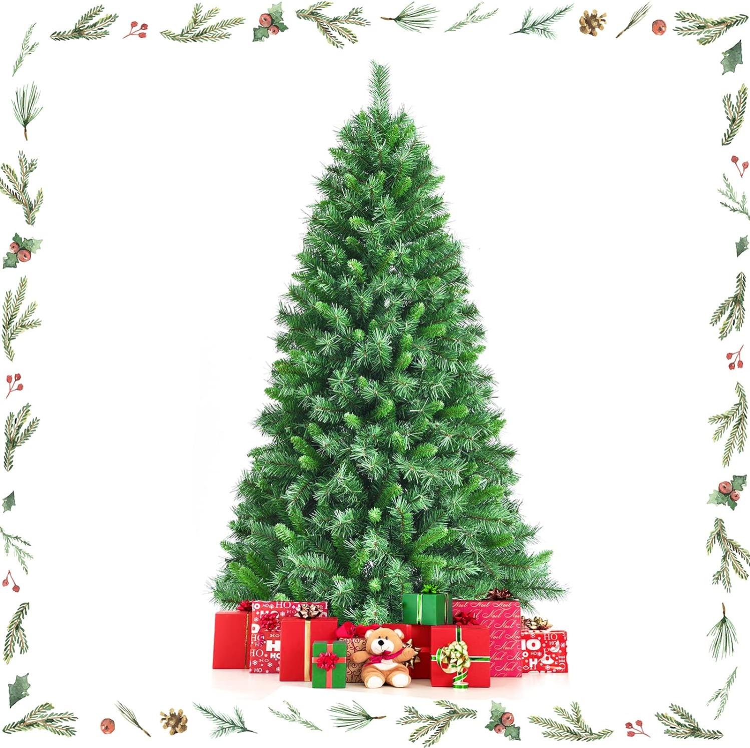 150/180CM Sapin de Noel Artificiel en PVC, Arbre Verte Epais et Realiste avec 456/645 Branches