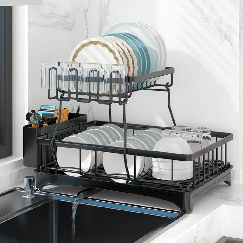 Dxcaicc Égouttoir Ustensiles Céramique Blanc - Support Rangement Baguettes Couverts Avec Bac à Eau Pour Cuisine