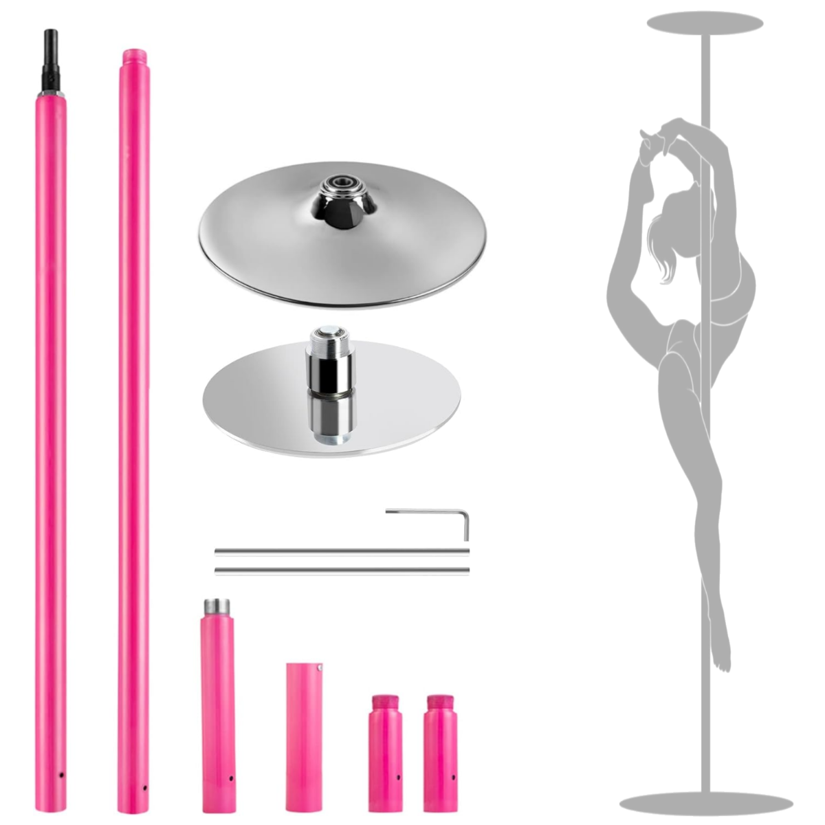 Palo Pole Dance Rivestimento Pink Dancing Altezza Regolabile Ginnastica ...