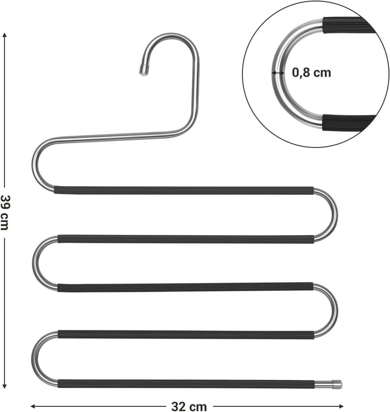 Cintres Multiples 5 Niveaux SONGMICS - Porte-Pantalons Gain De Place Argent Noir Lot De 4