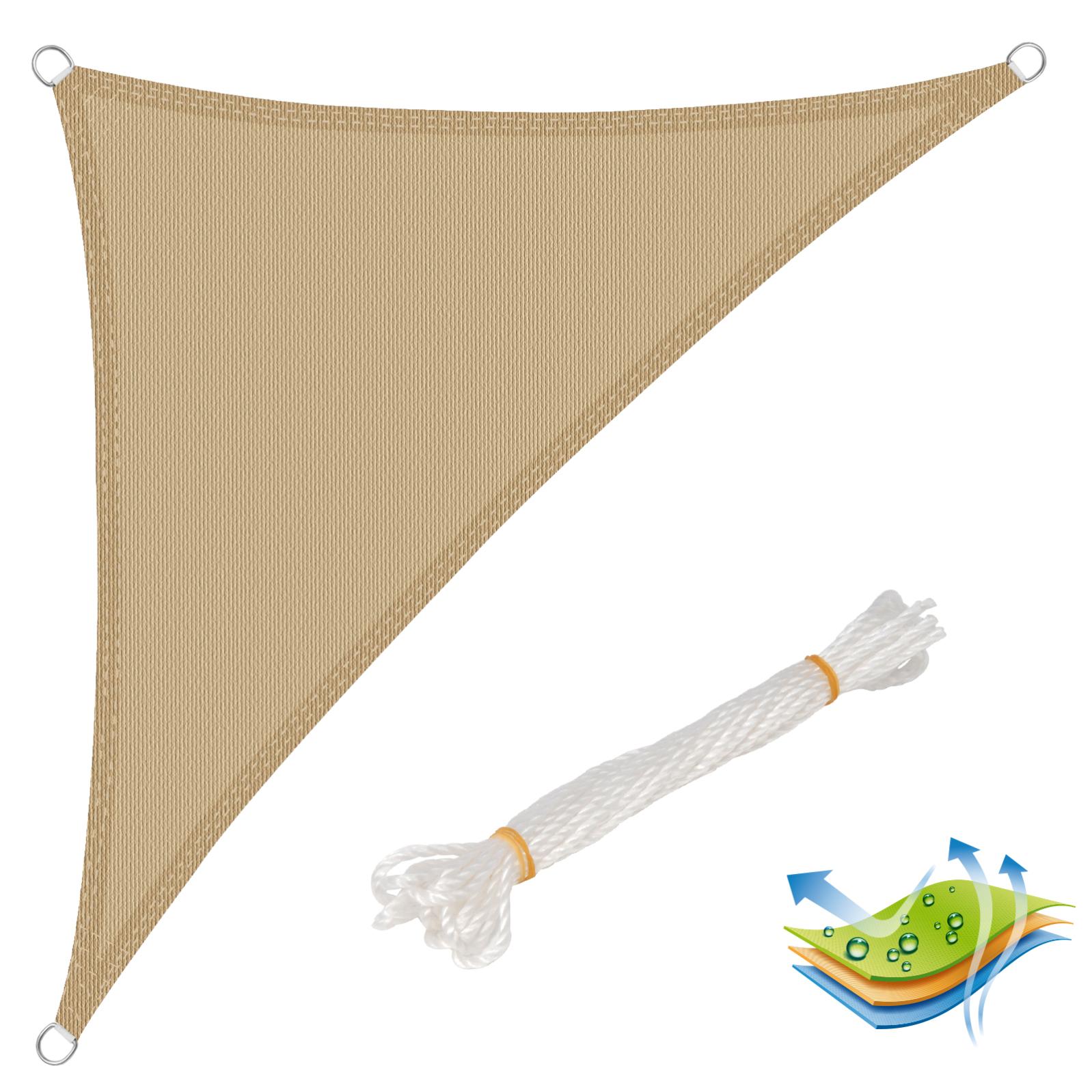 Voile D'Ombrage Triangulaire 5x5x7m Sable - HDPE 180g/m² - Protection UV Haut De Gamme Pour Jardin & Terrasse