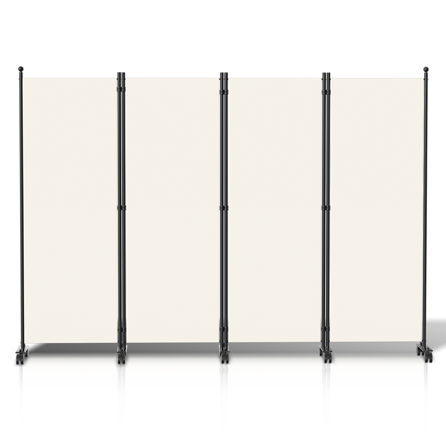 Biombo con ruedas separador de ambientes mampara de privacidad biombo de jardín beige 228x181 cm