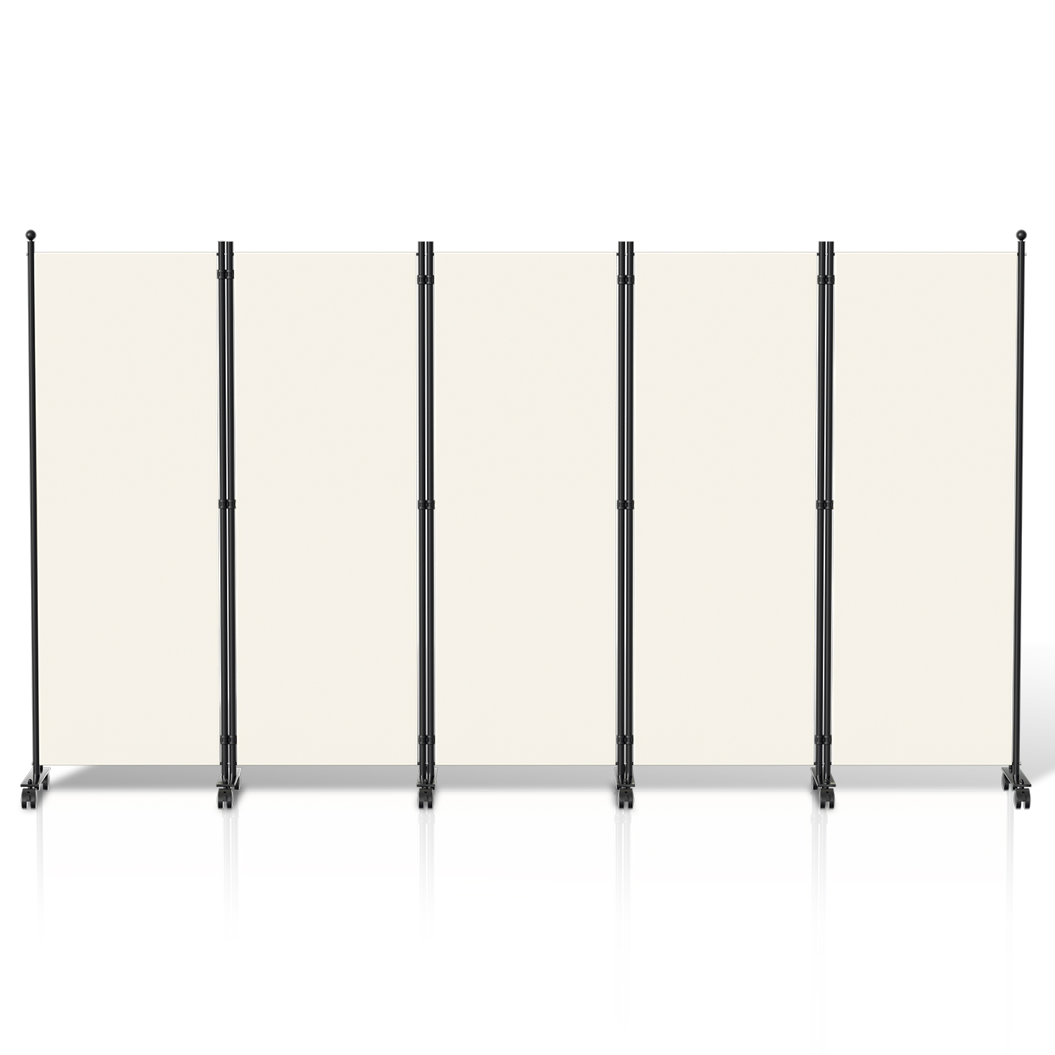Biombo con ruedas separador de ambientes mampara de privacidad biombo de jardín beige 284x181 cm
