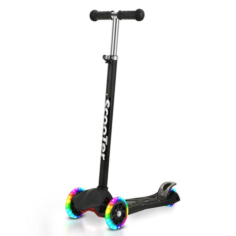 Trottinette Pour Enfants Avec 3 LED Roues Lumineuses Scooter Kickscooter & Réglable En Hauteur Noir | Leroy Merlin