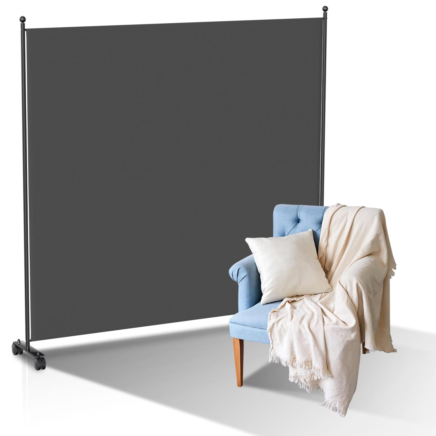 Biombo separador plegable con ruedas, estructura metálica, ideal para salón, oficina antracita 187x181 cm