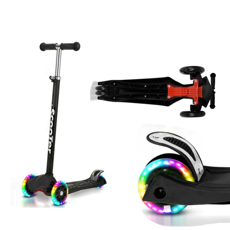 KIDIZ Pro1 Trottinette 3 Roues LED – Hauteur Réglable, Guidon Aluminium, Direction Gravité, Dès 3 Ans