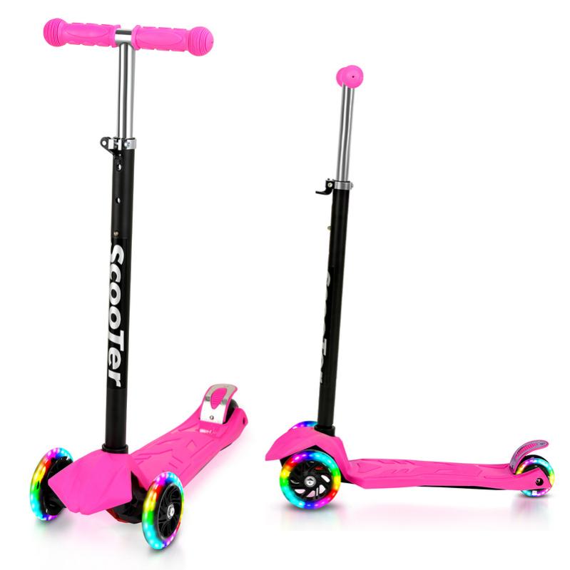 Pieghevole Per Bambini Con 3 Ruote Illuminate A LED Scooter Regolabile In Altezza Rosa 91814731