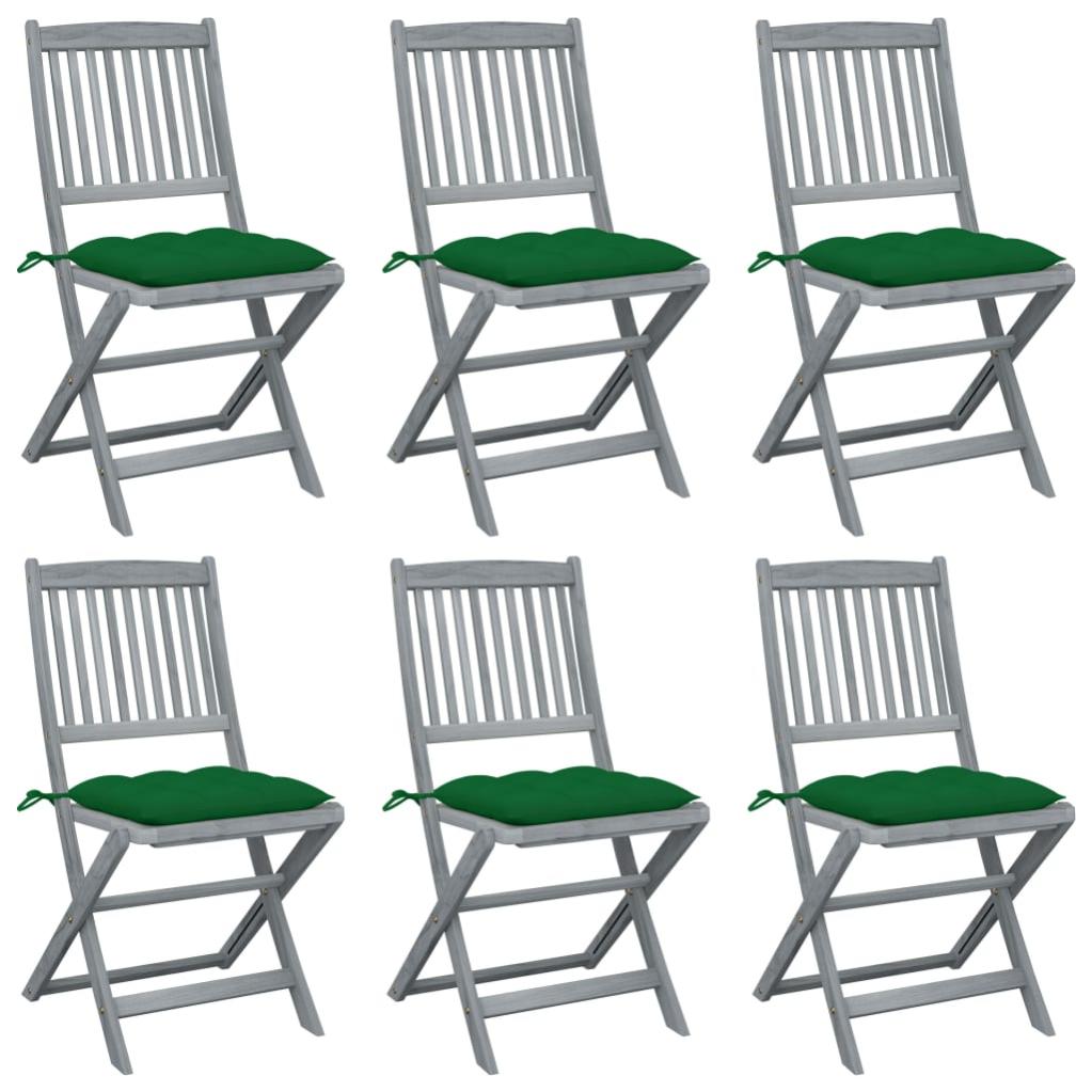 Set Di 6 Sedie Da Giardino Pieghevoli Con Cuscini Sedie Da Esterno Poltrona Massello Di Teak Itd38096 Blu 70482631