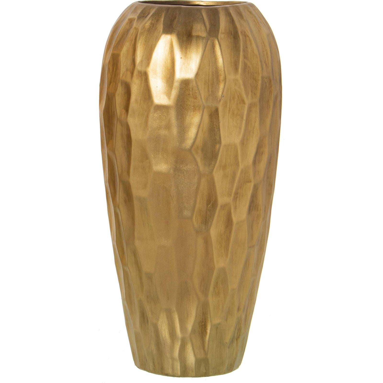 Vase Haut En Céramique Doré Mat - 29,5 Cm De Haut, Capacité 1,4L - Pour Fleurs Naturelles Ou Artificielles, Décoration Salon, Mariage, Bureau