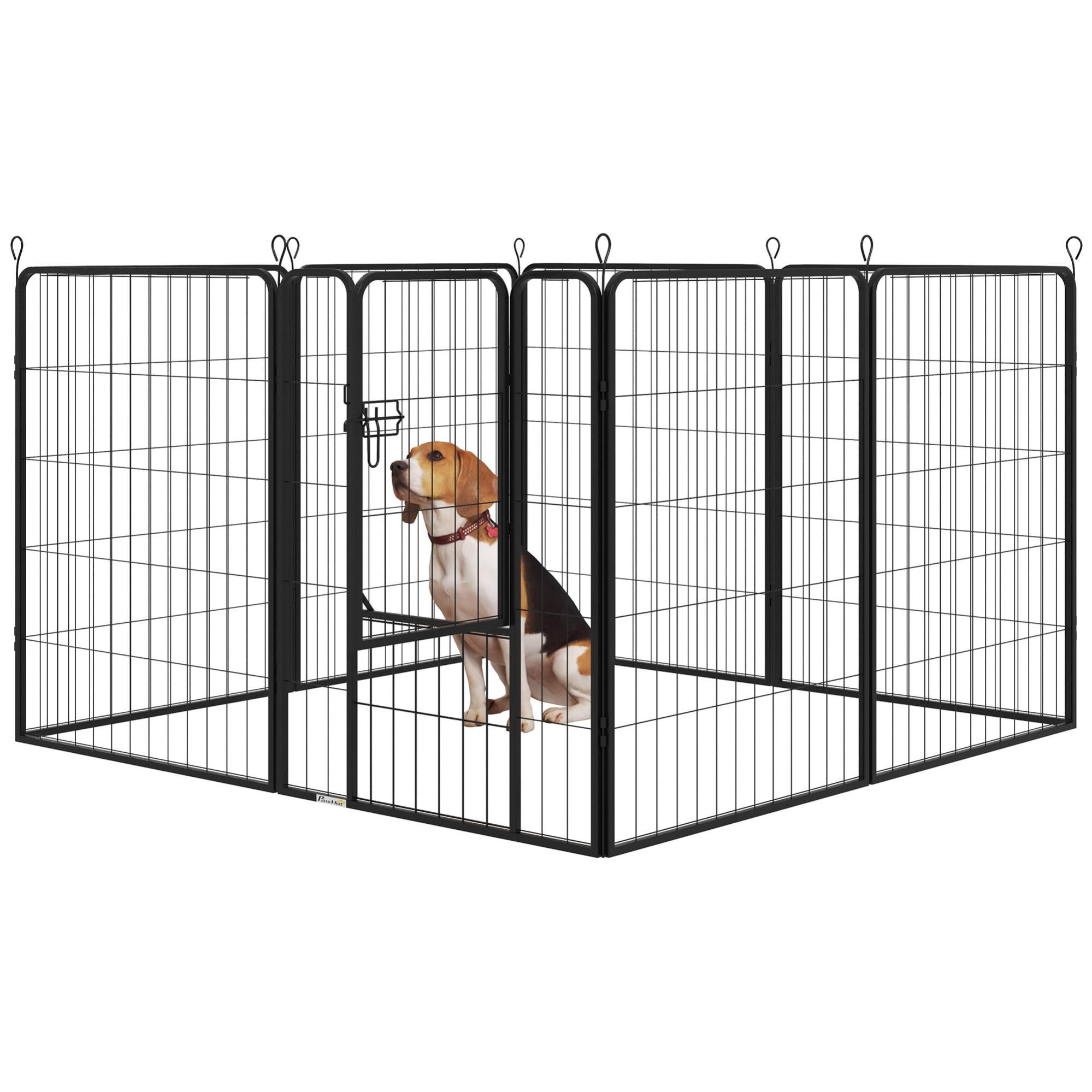 Recinzione Per Cani Da Esterno 5 Pannelli Metallici Antiruggine - Senza Scavo - Per Giardino, Cortile, Conigli - 83.8x73.7 Cm