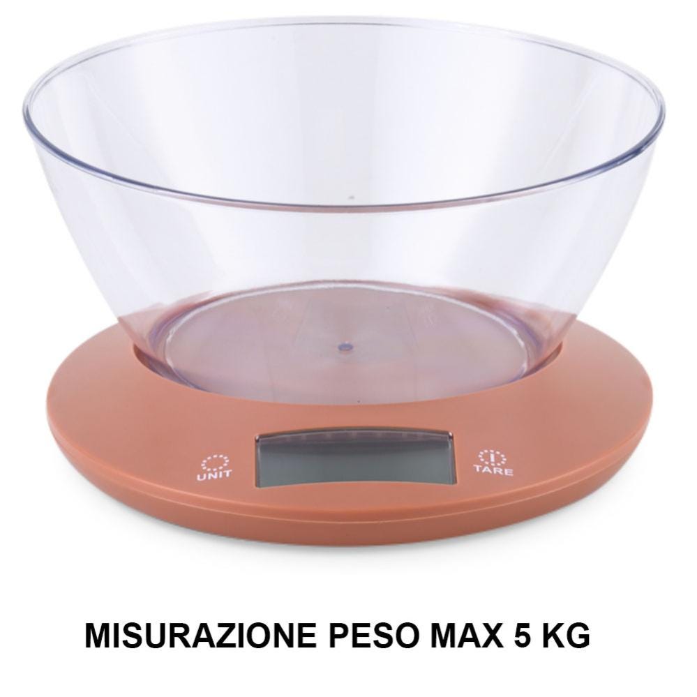 Bilancia da cucina 5kg salmone digitale con ciotola pesatura