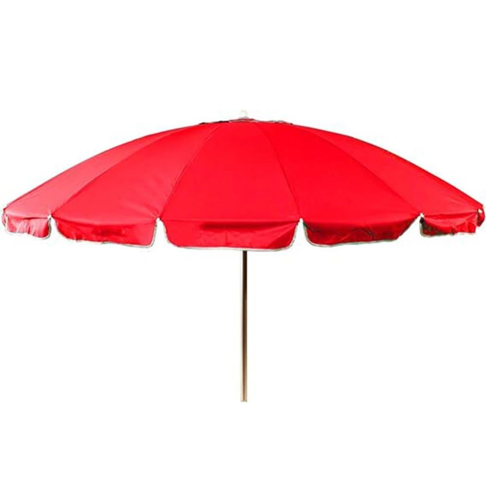 Ombrellone Da Giardino 2,4 M In Alluminio E Ferro Con Manovella E Pulsante Di Inclinazione - Antivento, AntiUV50+ - Rosso (Base Esclusa) - 3