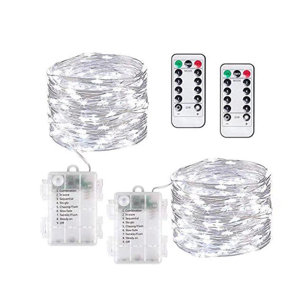 Lot De 6 Guirlandes Lumineuses à Piles 2 Mètres - 20 LED, Minuterie 6h, 3 Modes, Fil Argenté, Pour Déco Intérieur - 2
