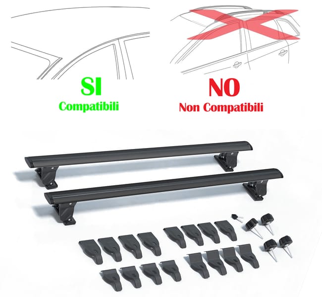 Leroymerlin Rebeca Shop® Barre Da Tetto Portapacchi Universali Con Serratura Antifurto Nero Adatte Per Auto Con Tetto Liscio Senza Barre Longitudinali 130cm