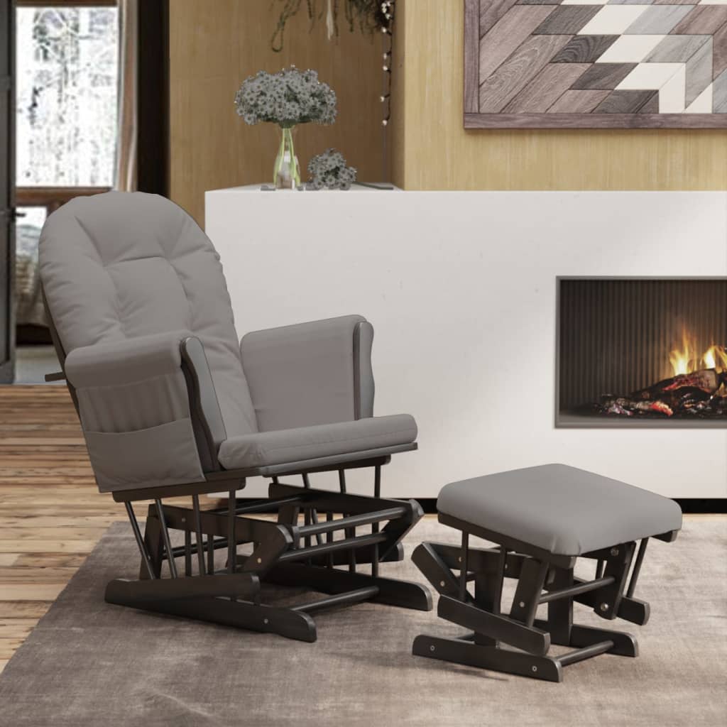 Vidaxl sillón de lactancia con taburete tela gris claro
