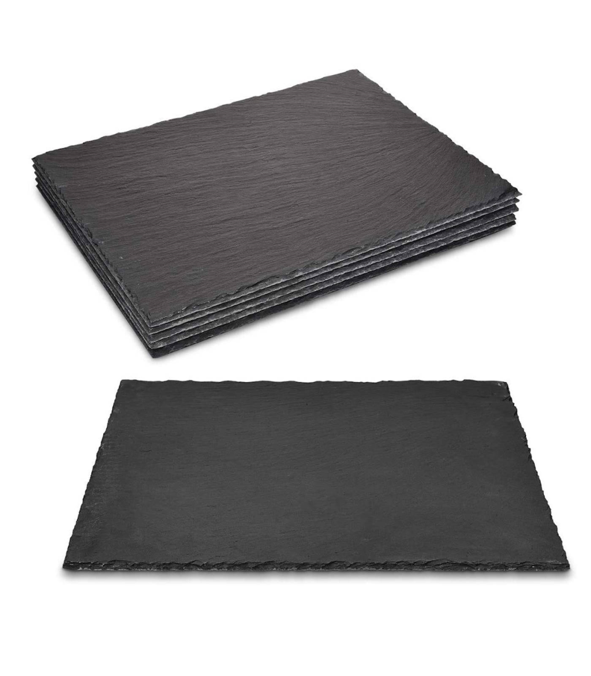 Tradineur - pack de 6 bandejas de pizarra rectangular, 20 x 30 cm, servir comida de forma elegante, losas, platos de piedra especiales para alimentaci