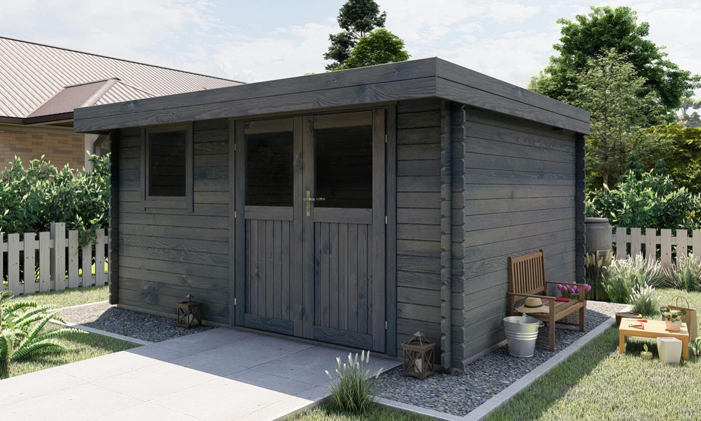 Abri de jardin TOUSCHALETS LANDES 12 bois traité autoclave gris ...