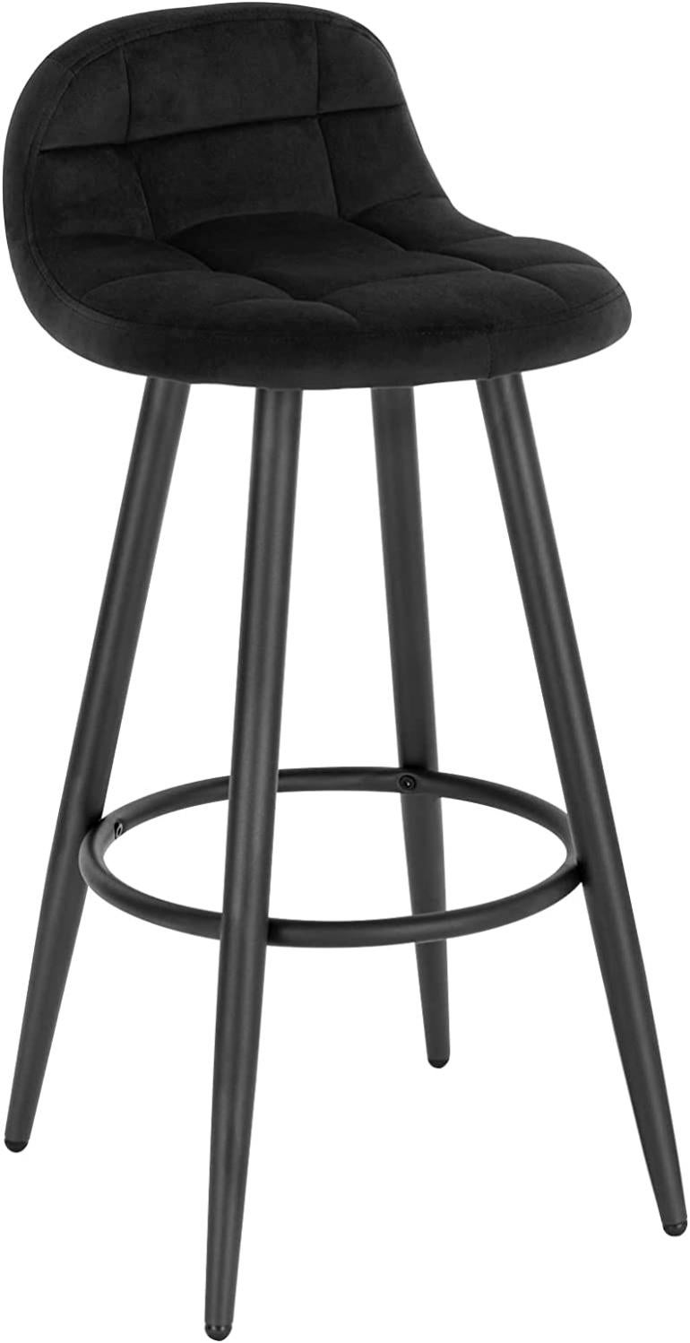 Lot De 4 Tabourets De Bar WOLTU - Velours Gris, Hauteur Réglable, Pivotant 360°