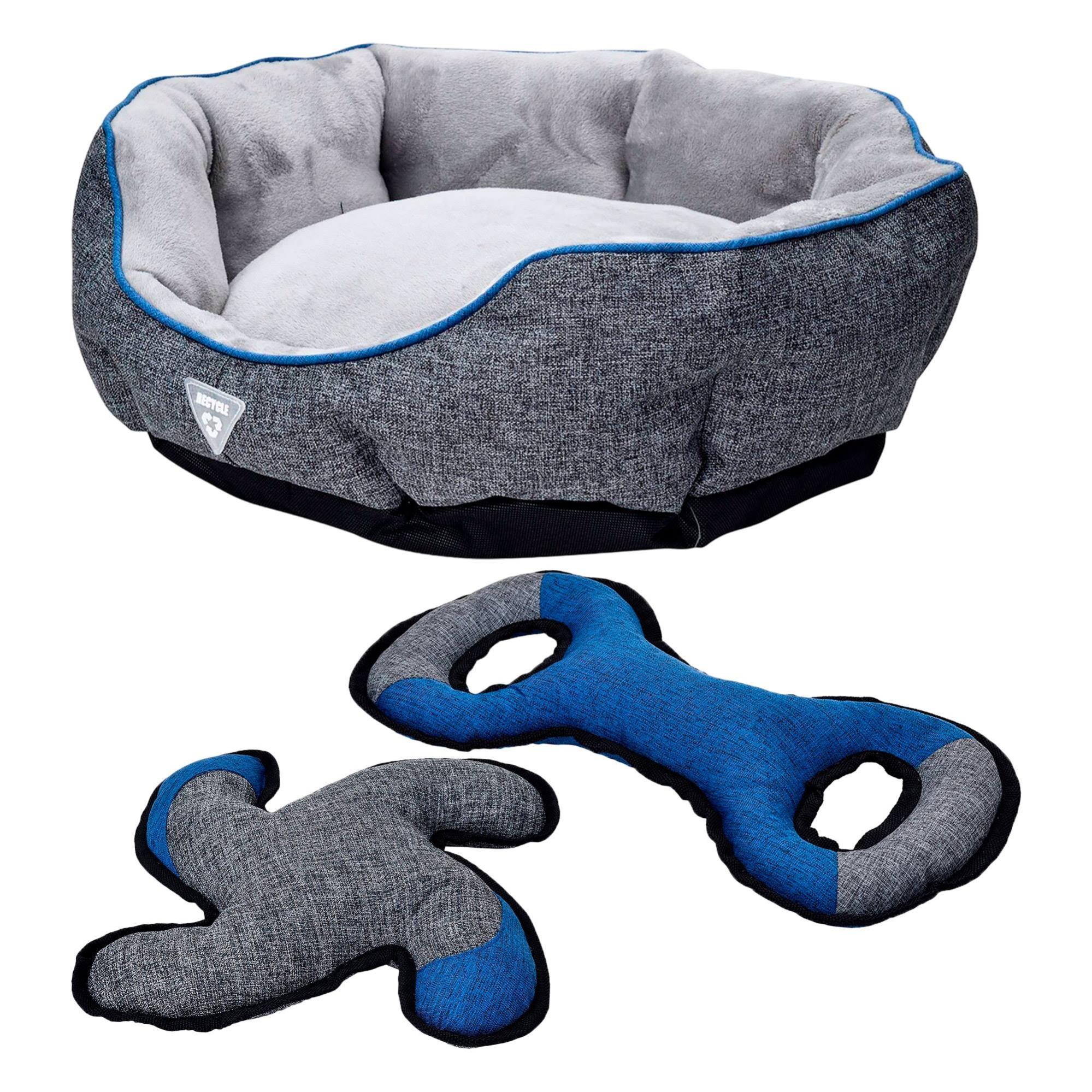 Cuccia Divano [en.casa] Per Cani E Gatti 60x45 Cm, In Velluto Blu, Con Cuscini Laterali Removibili E Vano Contenitore Integrato