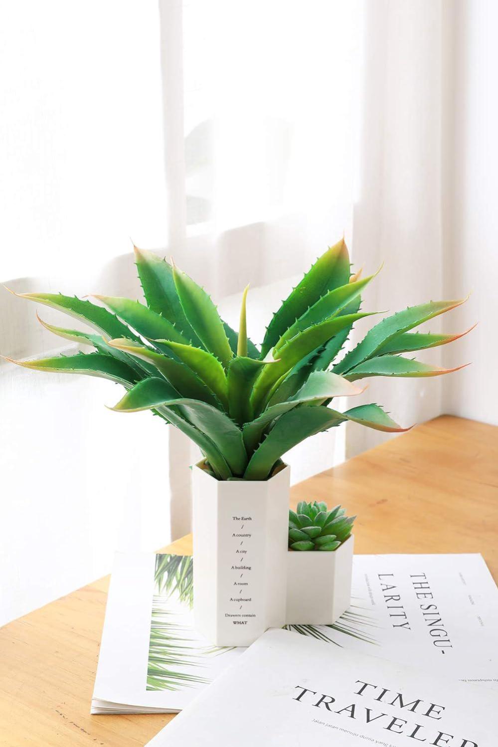 Vert-Plante artificielle Aloès vera - 30,5 cm de large Pour décoration intérieure et extérieure, jardin et salle de bains - 2
