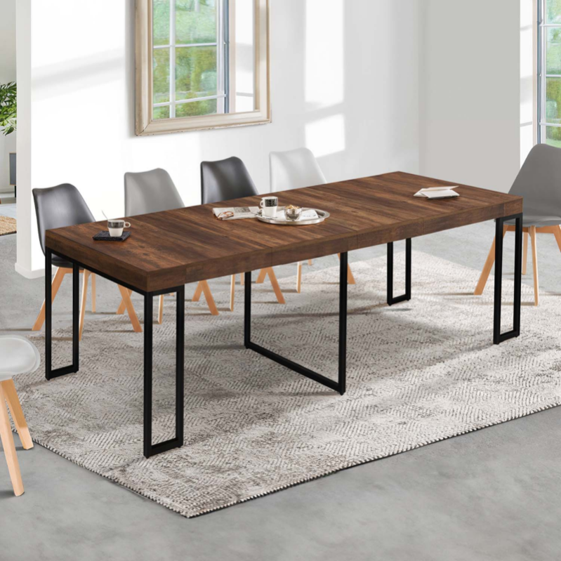 Table console extensible TORONTO 10 personnes 235 cm bois foncé design