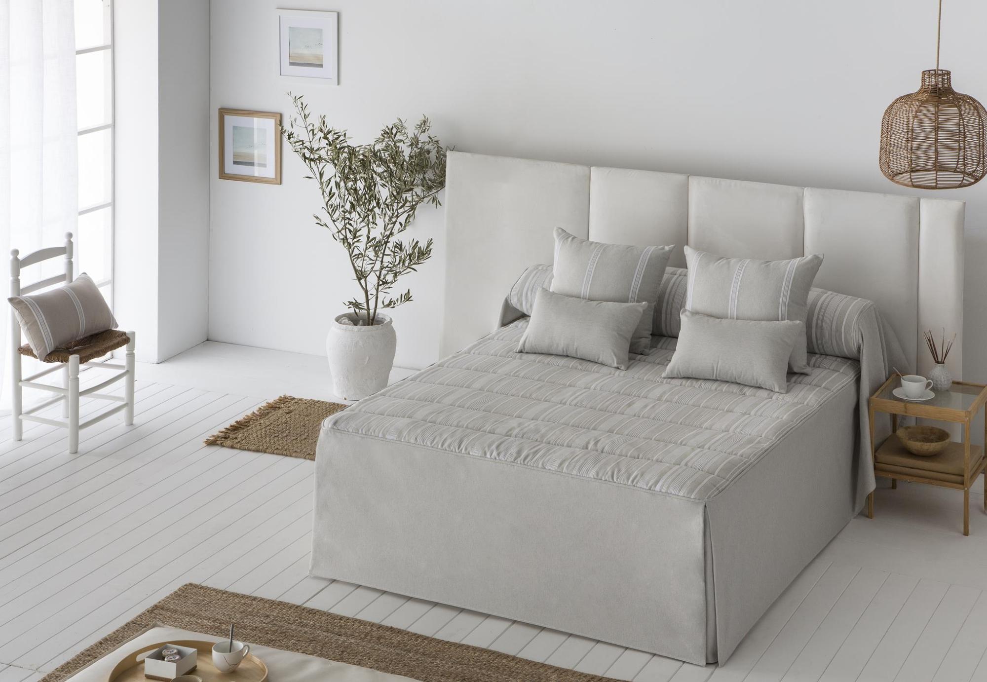 Colcha edredón con volante y relleno 240 gr soller gris para cama de 90 cm