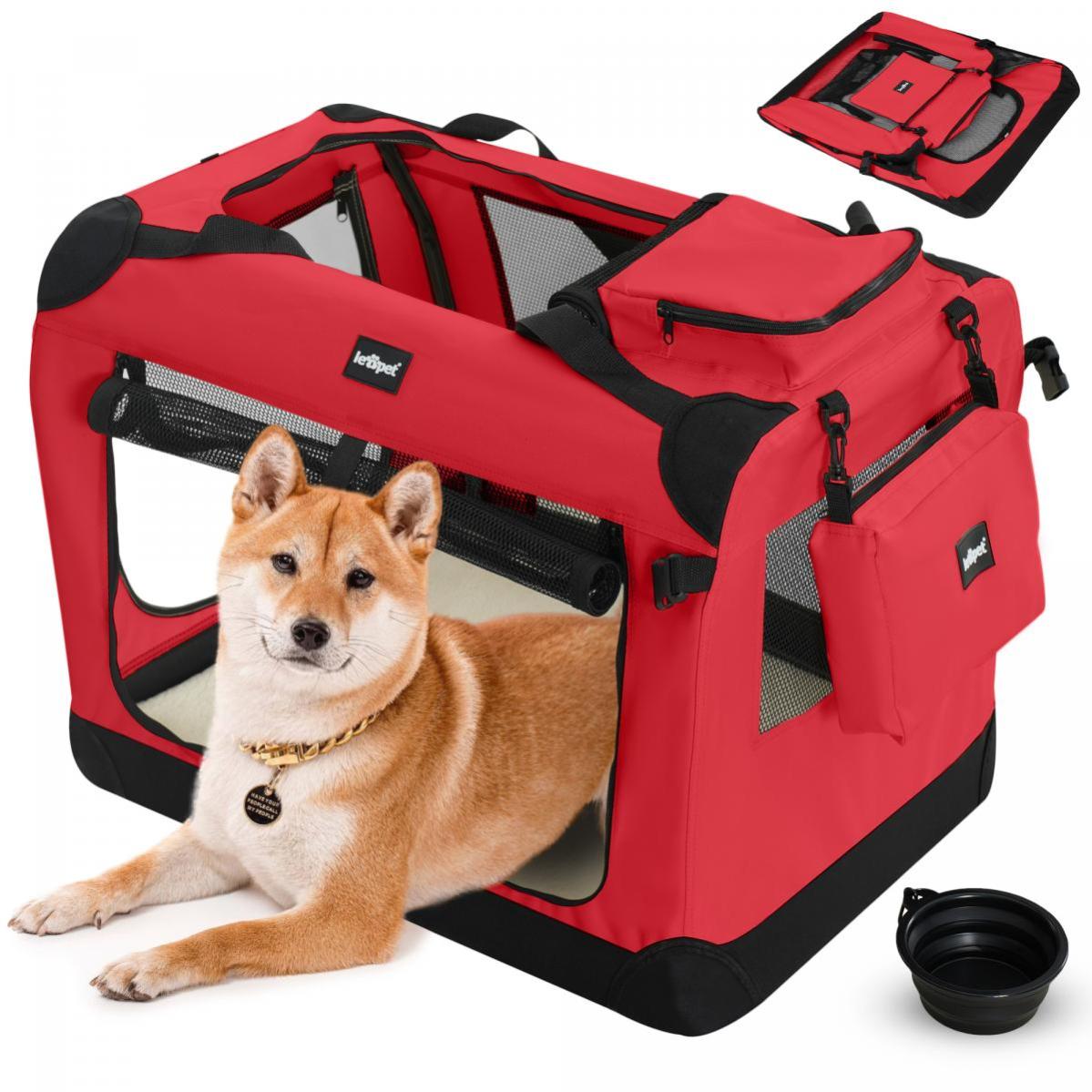 Caisse De Transport Pour Chien XL Kidken 90x64x64cm - Pliable Avec Tapis Amovible, Filet Respirant Et Gamelle - Idéal Voyages Et Camping