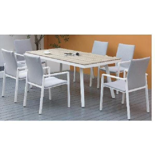 Outsunny Set Con Tavolo Da Giardino E 6 Sedie Impilabili Teak