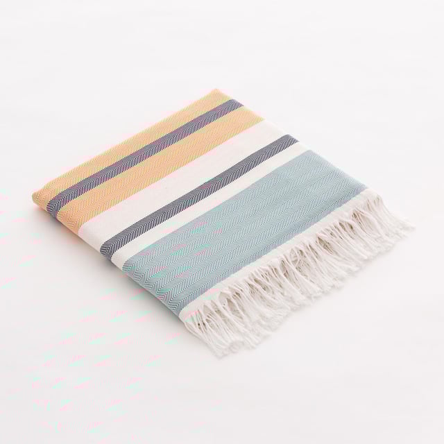 Fouta de plage, léger, sarong de plage en coton avec franges TROPI 90x180cm
