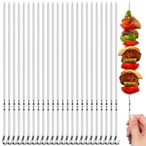 10 Spiedini Per Barbecue In Acciaio Inox – Piatti Con Manico A Spirale, Riutilizzabili, 35,5 Cm - 2