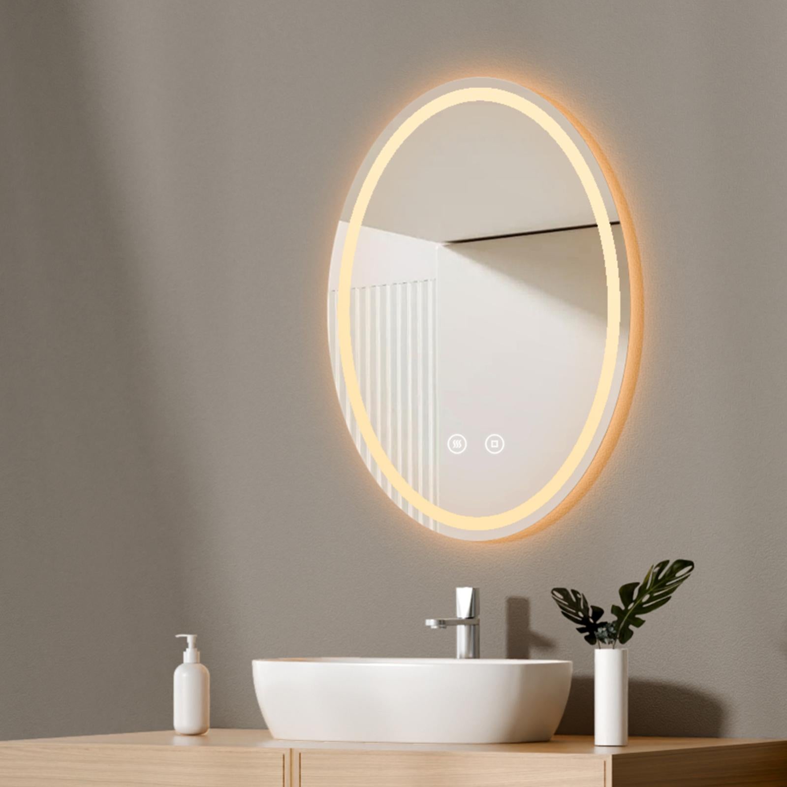 EMKE Miroir Salle De Bain Avec éclairage L.65 X H.45 Cm, Miroir Asymétrique LED, Anti-buée