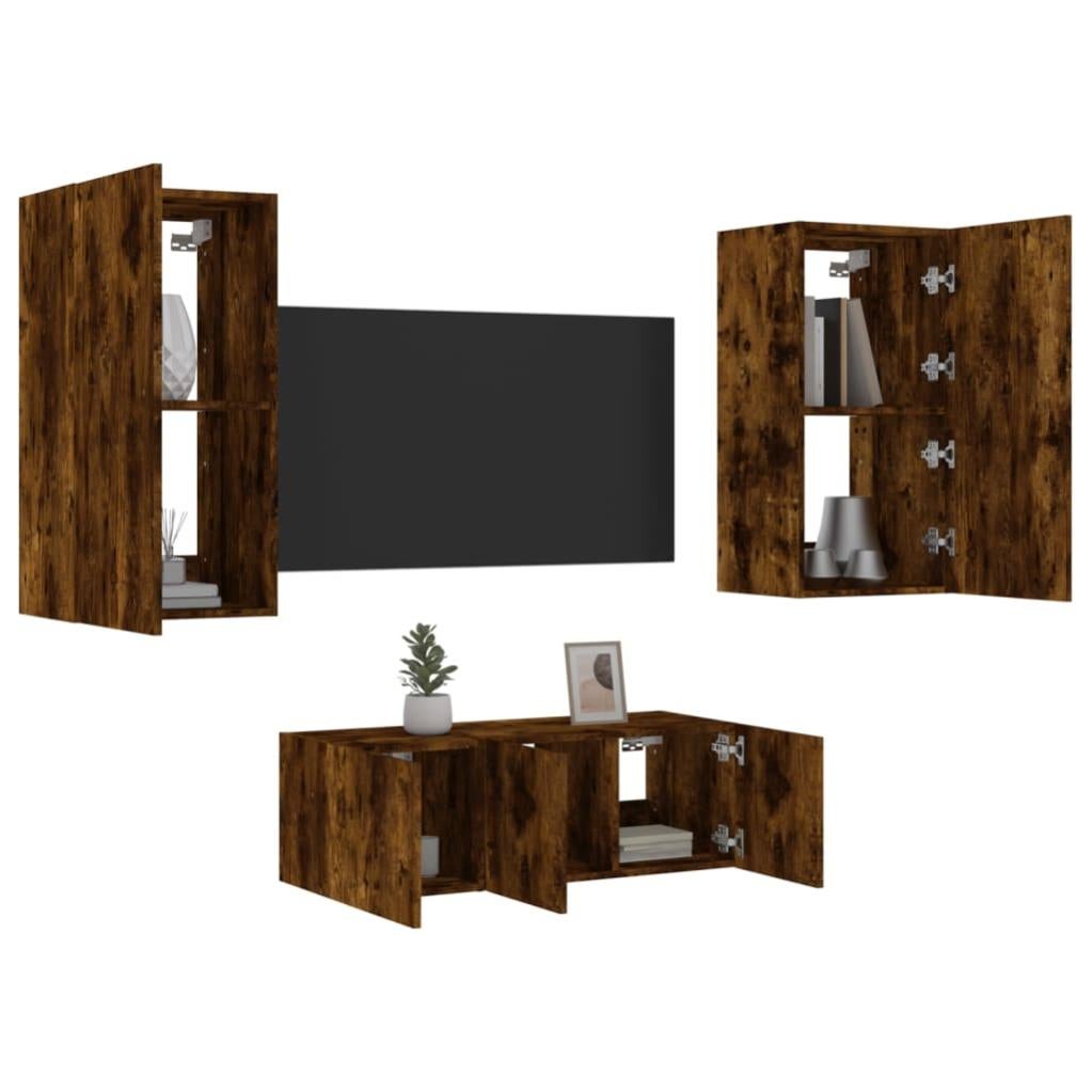 Mobile Porta-TV In Legno Bianco Con 4 Scomparti | Pratico E Moderno Per Soggiorno, MDF E Gambe In Pino - 3
