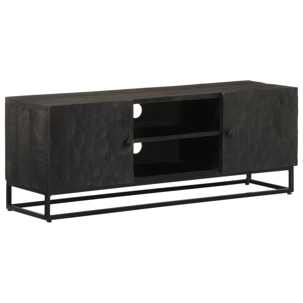 Meuble TV | Banc TV | Armoire TV noir 110x30x40 cm bois massif de ...