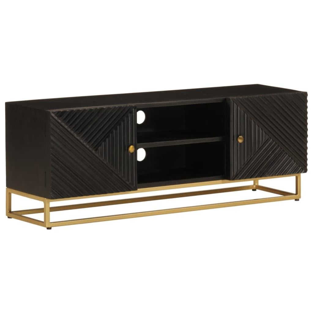 Meuble TV En Bois D'ingénierie Noir - 150x30x44,5 Cm - 6 Compartiments De Rangement - Style Moderne - 8