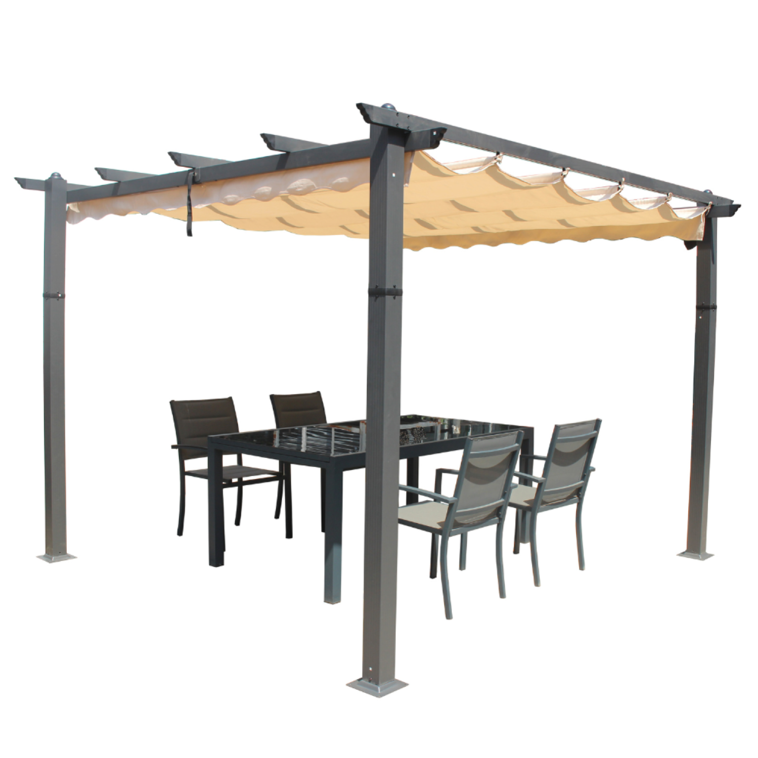 Pergola taupe 3x3m en aluminium Gazebo Leroy Merlin